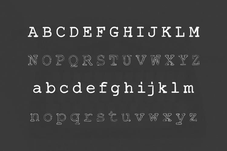 Imagem mostrando o alfabeto completo em letras maiúsculas e minúsculas com fonte serifada sobre um fundo escuro.