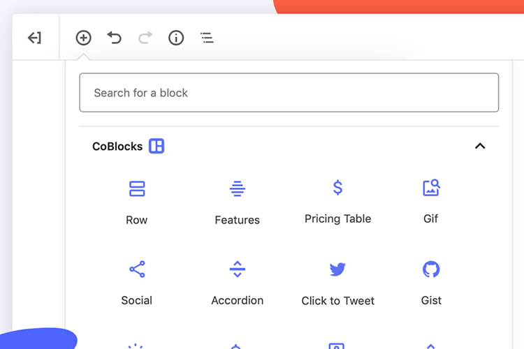 Interface de usuário de um software com um campo de pesquisa e ícones de recursos como