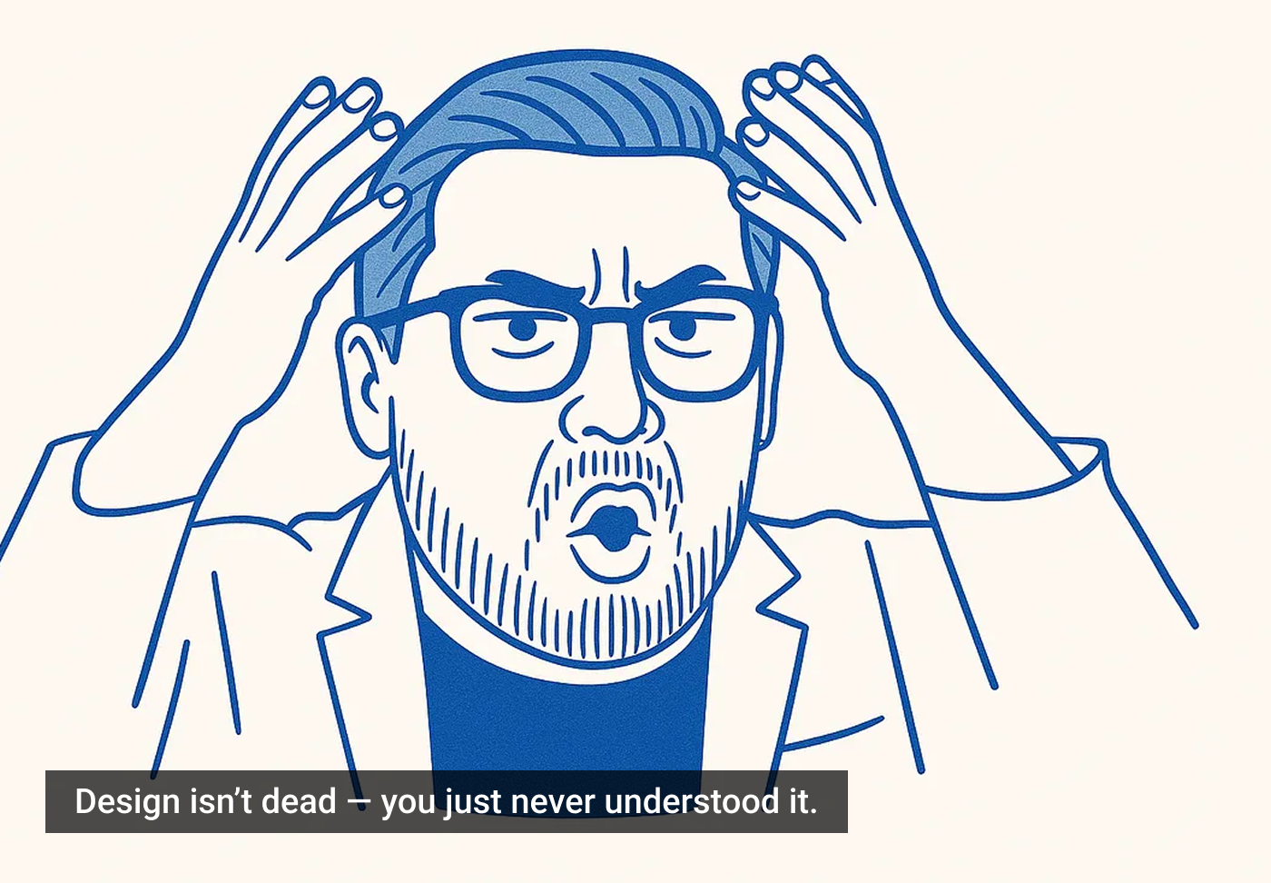 Ilustração de um homem de óculos, expressão preocupada, com as mãos na cabeça. Texto: 