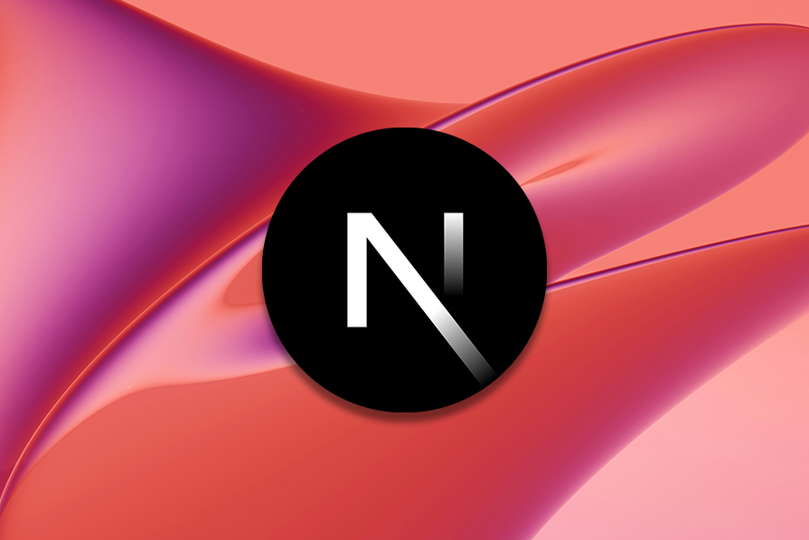 Imagem abstrata com fundo em gradientes de rosa e roxo e logo preto com letra 'N' em branco no centro.