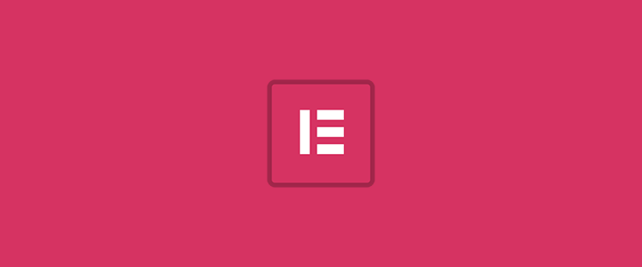 Logo Elementor branco sobre fundo magenta, localizado ao centro em um quadrado cinza claro.
