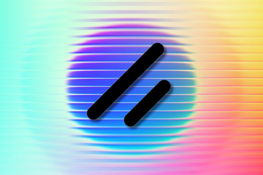 Imagem de fundo colorido com efeito de movimento radial em azul, roxo e rosa. No centro, um ícone preto parecido com o número 11 ou duas barras paralelas.